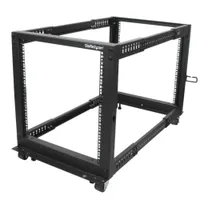 Startech.com 4POSTRACK12U nyitott 4-post rack keret kábelvezetés önbeálló kerekek fekete