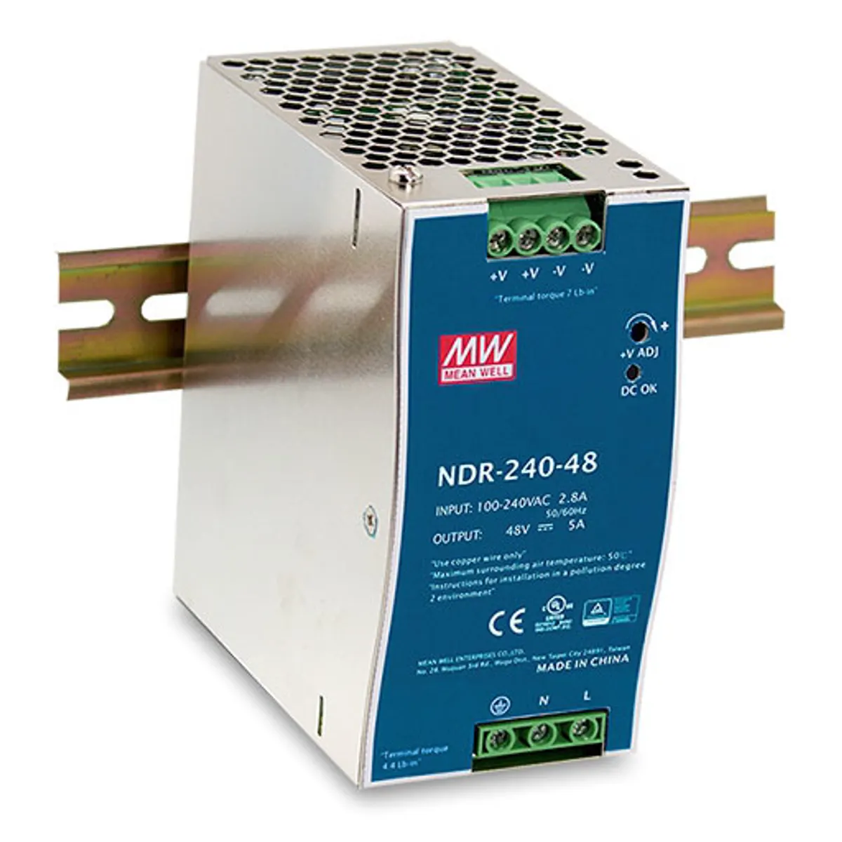 D-Link DIS-N240-48 DIN sínre szerelhető tápegység 240W 48VDC 90-264V bemenet 47-63 Hz aktív PFC TS-35 7.5 15 UL508 EN61000-6-2 #1