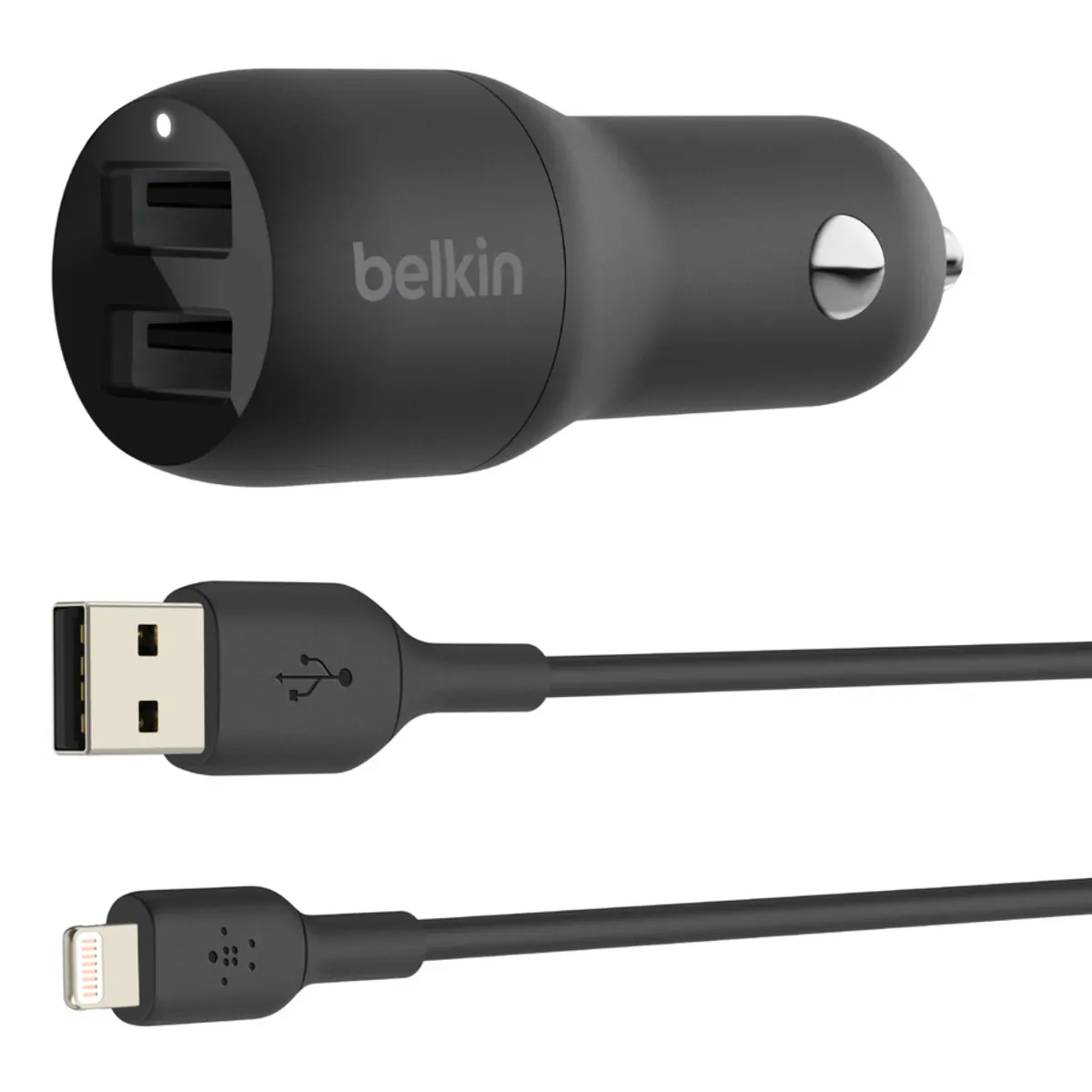 Belkin CCD001BT1MBK Boost Charge autós töltő 2x USB-A és Lightning kábel 1 m fekete #1