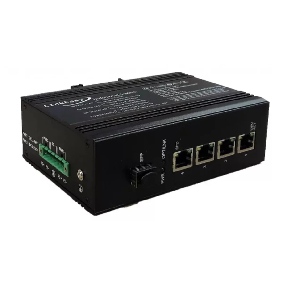 CTC Gigalight Raisecom ISW-104-PWR Ipari PoE kapcsoló, 4x 1GbE RJ45, 1x SFP 10G, PoE 802.3af és 802.3at, max 30W/port, 120W DC 10-58 V #1