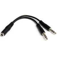 Startech.com MUYHSFMM fejhallgató-elosztó adapter 3,5 mm dugó - 2x 3,5 mm aljzat nikkel borítású érintkezők, kábelhosszúság 0,13 m, fekete