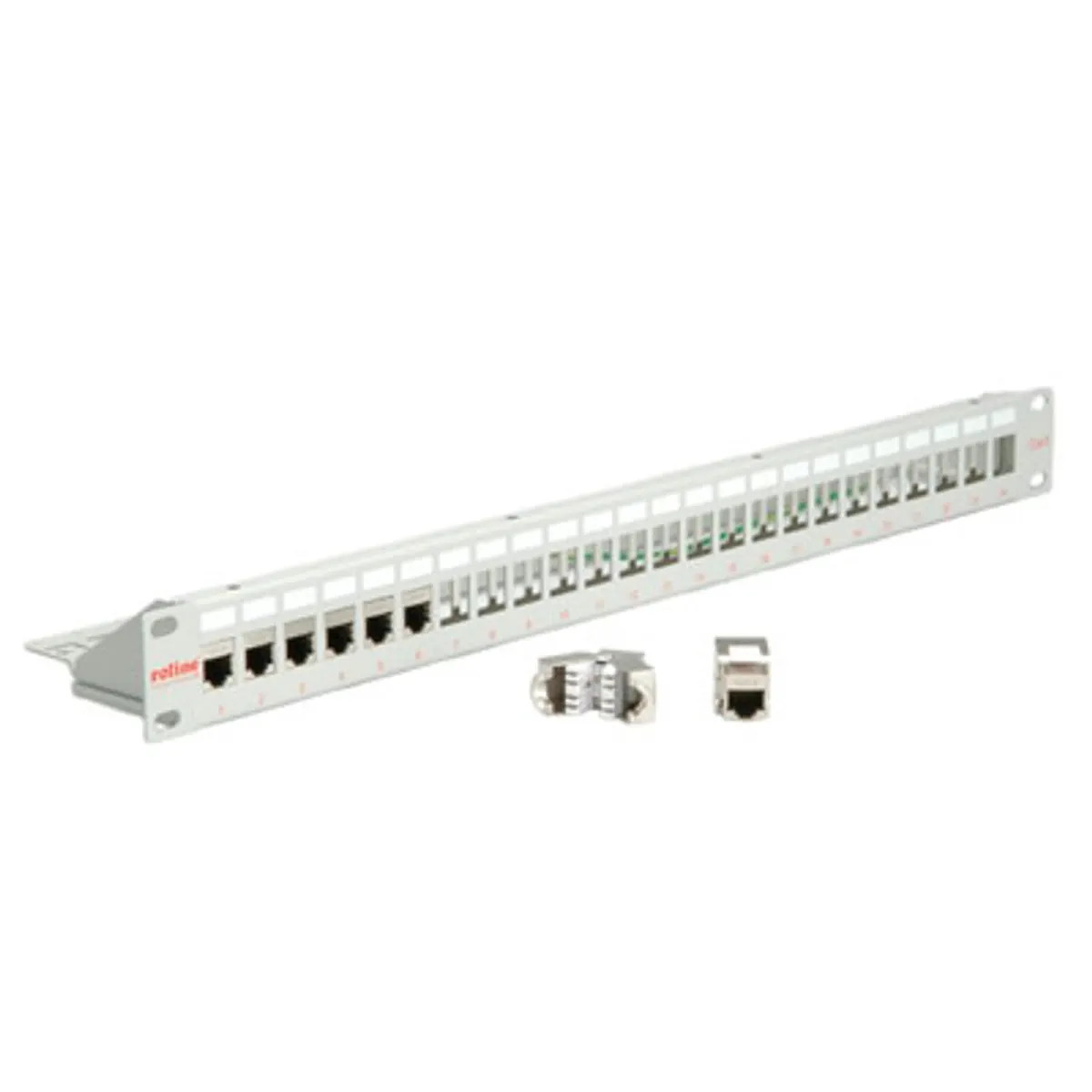 Roline 26.11.0359 Patch panel 24-port STP Cat6 19" rack világosszürke #1