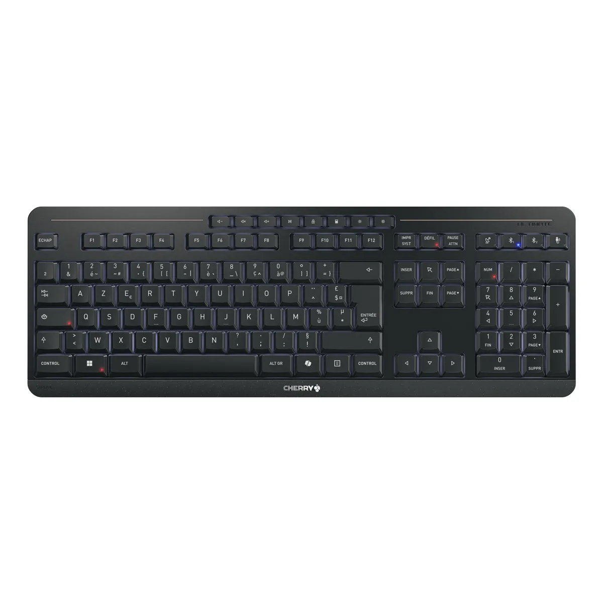 Cherry JK-8570FR-2 Stream billentyűzet FR kiosztás, USB, RF, Bluetooth, LED háttérvilágítás, ollós billentyűzet, egyenes, fekete #1