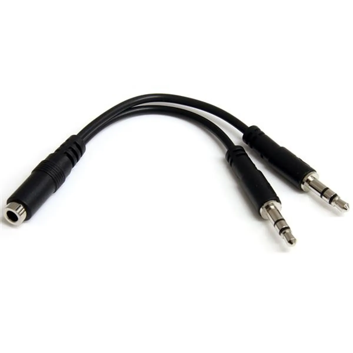 Startech.com MUYHSFMM fejhallgató-elosztó adapter 3,5 mm dugó - 2x 3,5 mm aljzat nikkel borítású érintkezők, kábelhosszúság 0,13 m, fekete #1