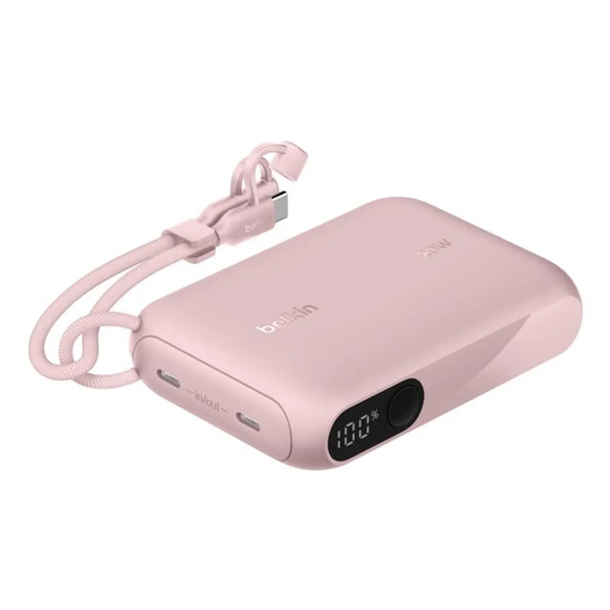Belkin BPB027HQPK power bank 10000 mAh PD20W kijelző 2x USB-C rózsaszín #1
