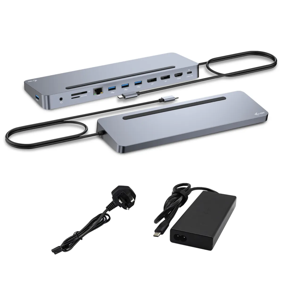 i-tec C31FLAT2PDPRO100W usb-c ergo dock ezüst 100 W power delivery ethernet 1G microSD SD #1