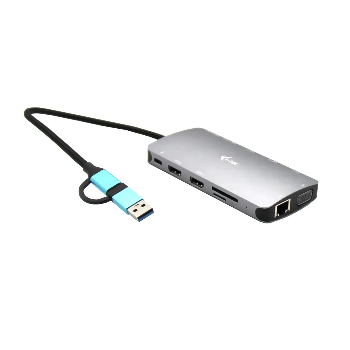 I-tec CANANOTDOCKPD USB-C Metal Nano Dock 2x HDMI 1x VGA SD microSD kártyaolvasó LAN USB 3.2 USB-C 3.2 PD 100W #1