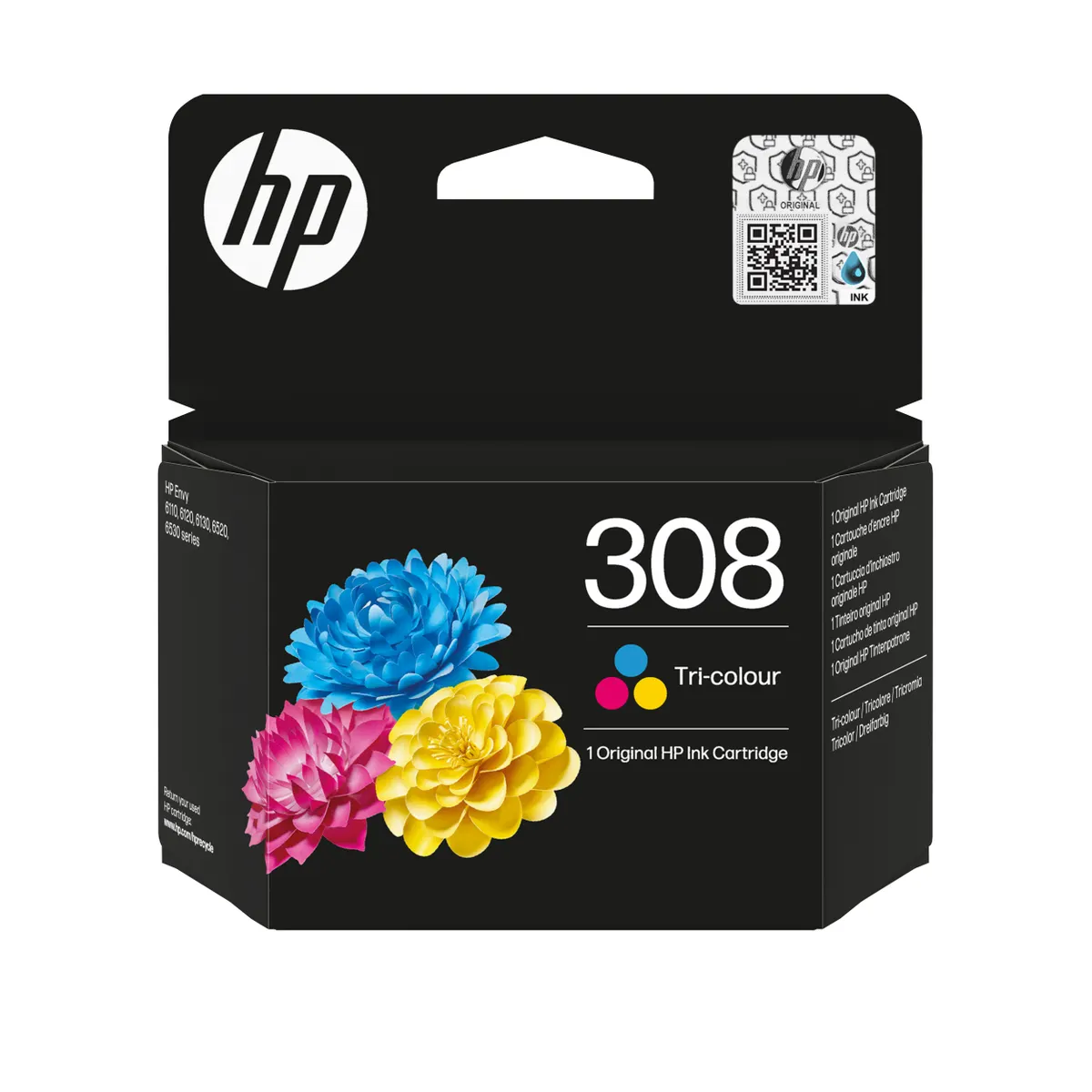 HP Inc. 7FP20UE#301 HP 308 háromszínű tintapatron Festék alapú tinta Standard teljesítmény Kombinált csomag 120 oldal színes 500 oldal fekete #1
