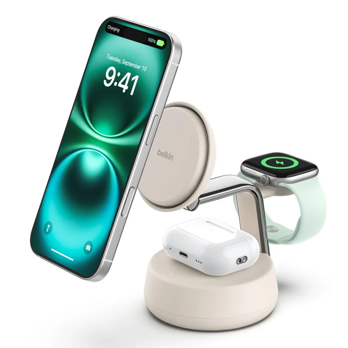 Belkin WIZ040KQSD Ultracharge Pro 25W Qi2 3-in-1 töltő fehér 1 USB-C port 1,5 m kábel #1
