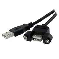 Startech.com USBPNLAFAM1 Panelre szerelhető USB-kábel 0,3 m USB A-USB A USB 2.0 Fekete