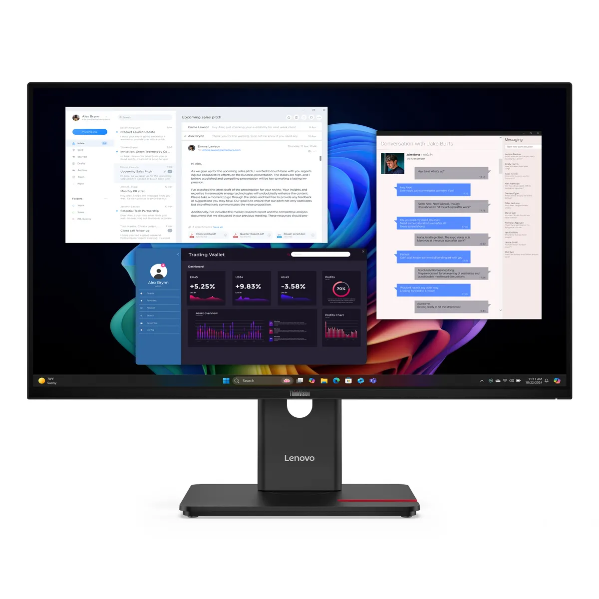 Lenovo 64AFGAT2EU ThinkVision T27UD-40 27" 4K IPS HDR10 60Hz USB hub VESA magasságállítás #1