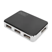 Assmann DA-70220 USB 2.0 hub 4-port Mini-B bemenet 0,66 m kábel 5 V 2 A fekete ezüst