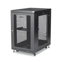 Startech RK1833BKM 18U szabadonálló állvány fekete kábelvezetés biztonsági kulcs önbeálló kerekek 450 kg terhelhetőség