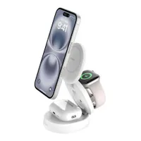 Belkin WIZ034KQWH BoostCharge 3-in-1 konvertibilis mágneses töltőállvány Qi2 15W 1 USB-C port 1,5 m kábel fehér