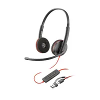 Poly 8X229AA Blackwire 3225 USB-C fejhallgató, vezetékes, 3,5 mm, adapterrel, frekvencia 200-6800 Hz, fekete