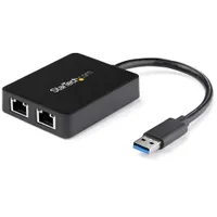 Startech.com USB32000SPT usb 3.0 kétportos gigabit ethernet adapter usb-áramellátású fekete