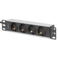Assmann DN-95418 10 hüvelykes aljzatcsík 0U-1U, 4x F típusú aljzatok, alumínium profil, 2 m kábel, 250 V, 16 A