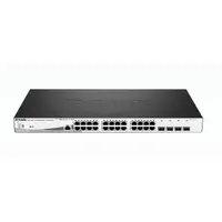 D-Link DGS-1210-28MP/E 28-portos poe+ okos kapcsoló, 24x poe+ portok, 4x sfp, 370W poe keret, 56 gbps