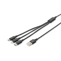 Assmann AK-300160-010-S 3-in-1 töltőkábel usb a lightning micro usb b type-c 1 m fekete nikkel