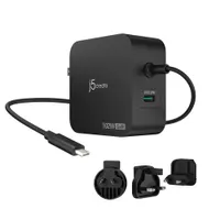 J5create JUP25102V-N 102W GaN PD USB-C 2-port töltő cserélhető AC dugók 1,8 m kábel fekete