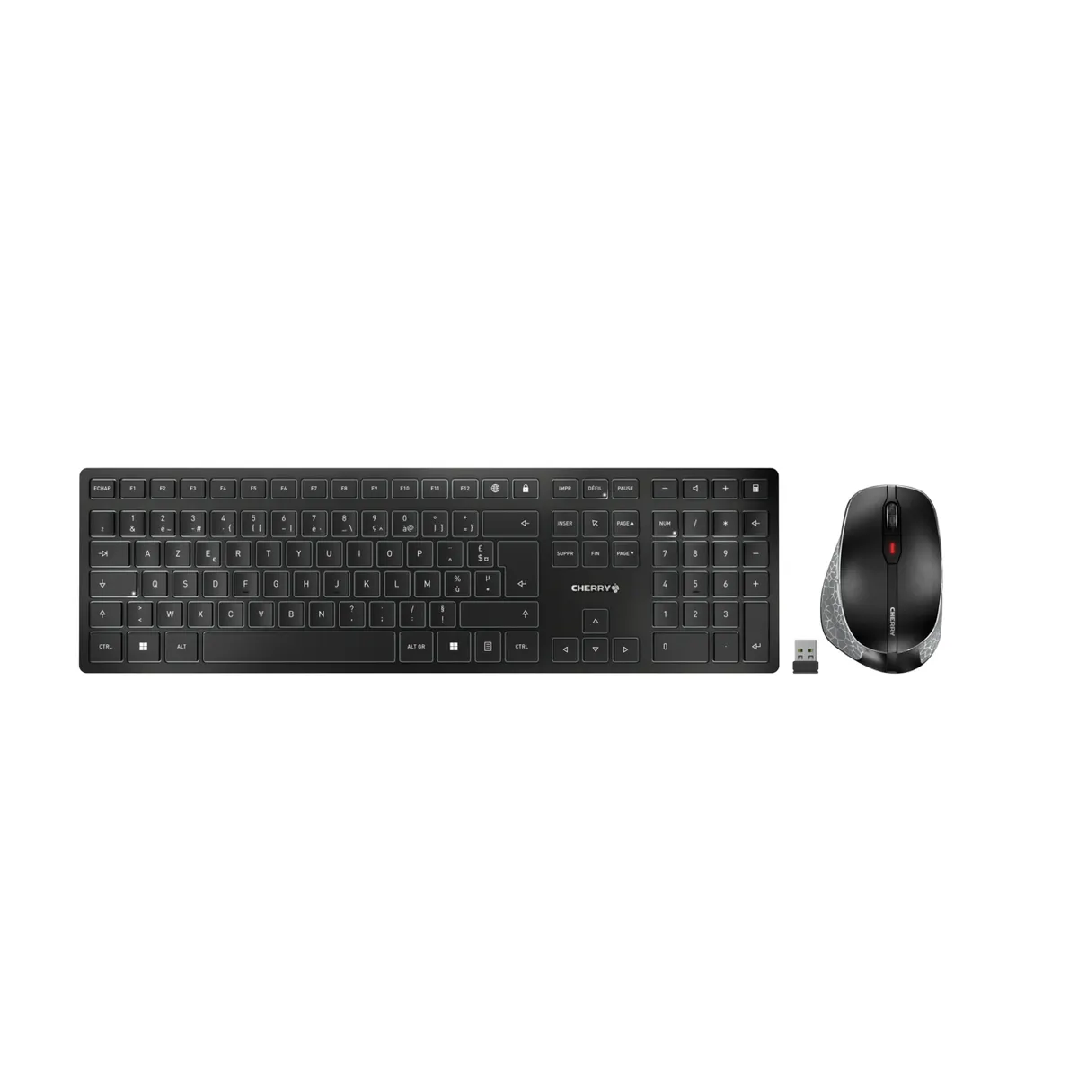 Cherry JD-9500FR-2 DW 9500 Slim vezeték nélküli azerty 111 billentyűs rf és bluetooth fekete-szürke egérrel #1