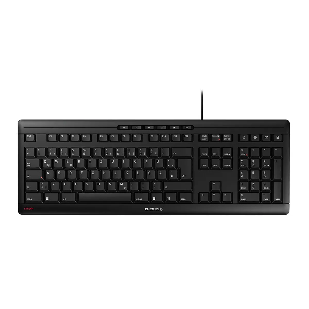 Cherry JK-8500PO-2 Stream teljes méretű vezetékes usb ollós billentyűzet qwerty 115 billentyű 1,8 m fekete szürke #1