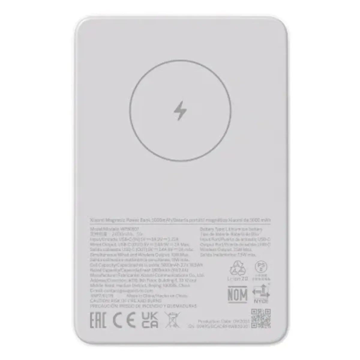 Xiaomi BHR9303GL mágneses powerbank 5000mAh Li-ion 1x USB-C vezeték nélküli töltés fehér #1
