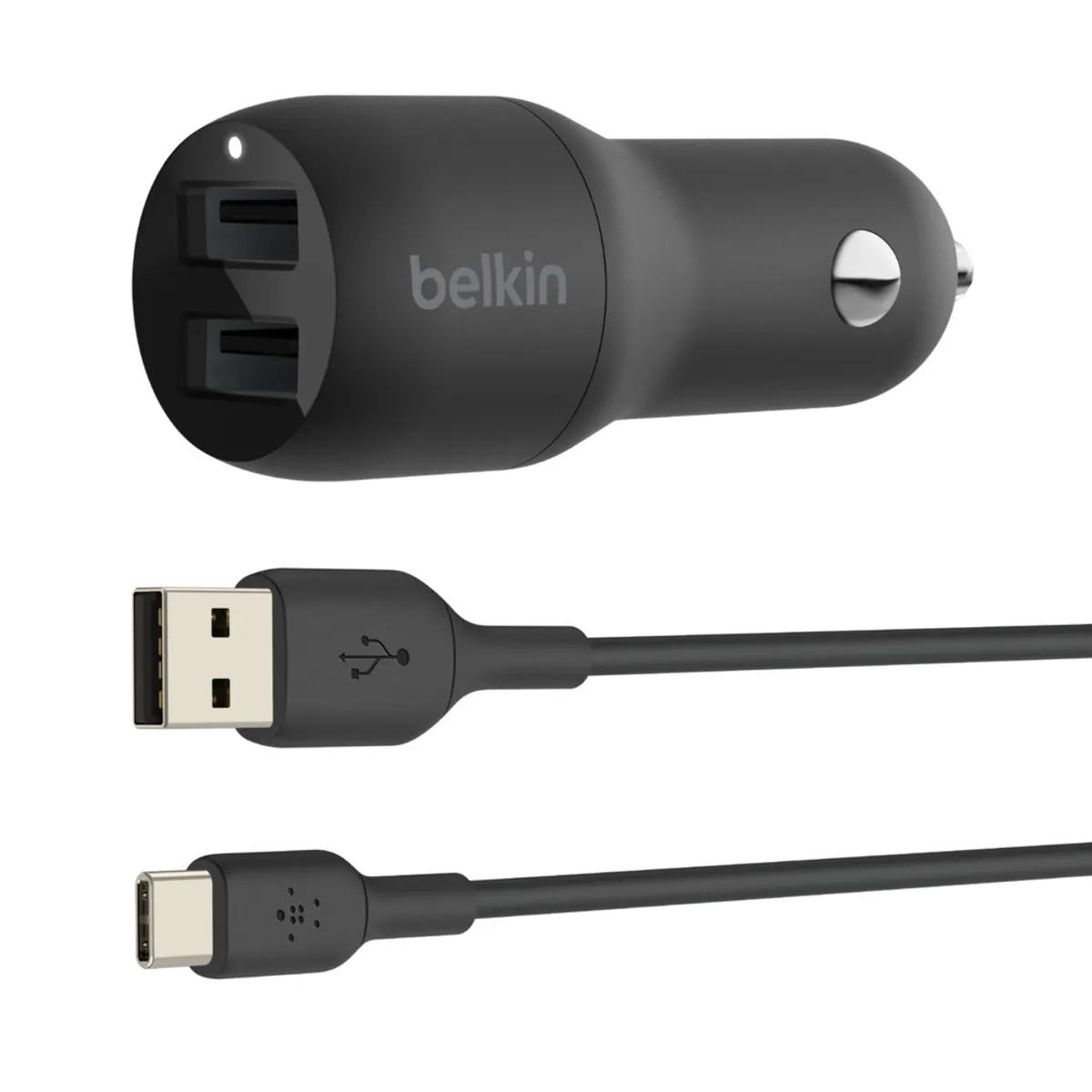Belkin CCE001BT1MBK BoostCharge autós töltő 2x USB-A töltőport USB-A to USB-C kábel 1 m 24 W fekete #1