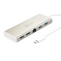J5Create JCD381-N JCD381 USB-C notebook dokkoló 2x HDMI 60W PD 1GbE 4K 30Hz