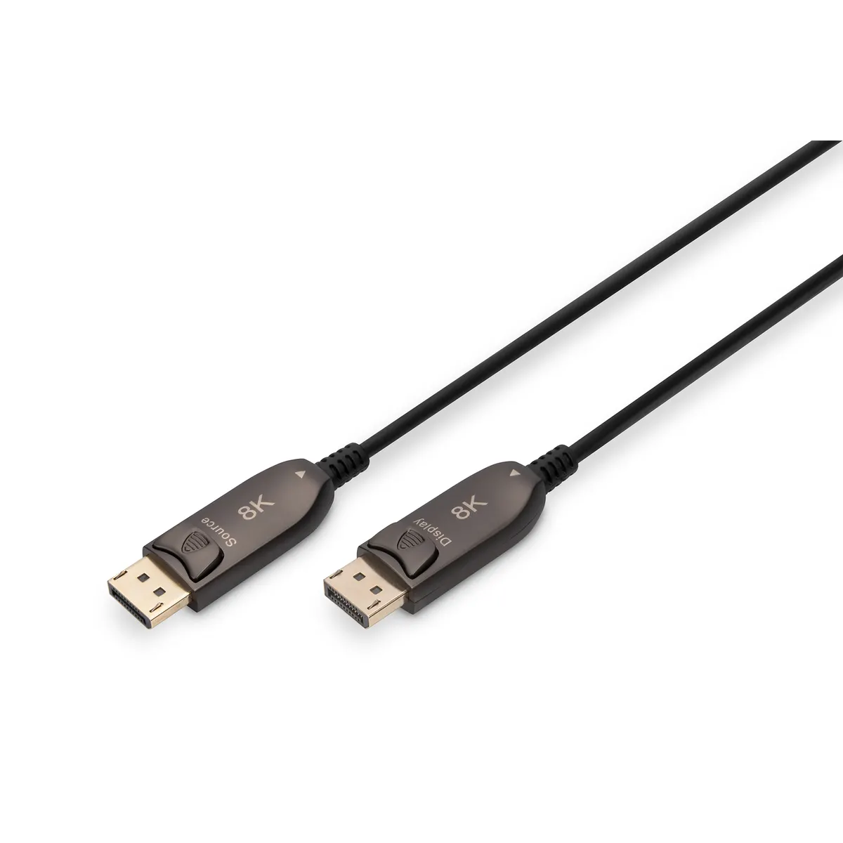 Assmann AK-340107-100-S DisplayPort aktív optikai kábel 10 m MM 8K 60Hz aranyozott fekete #1
