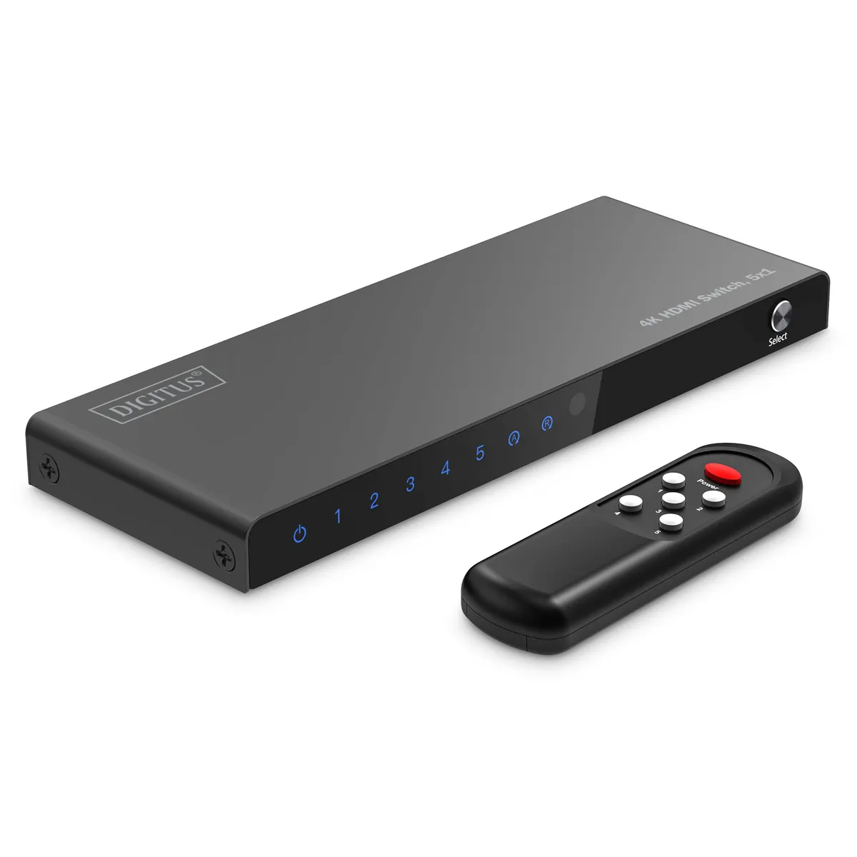 Assmann DS-55332 4K HDMI kapcsoló 5x1 4K/60Hz HDCP 2.3 18 Gbit/s fém fekete #1