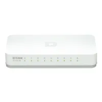 D-Link GO-SW-8EE go-sw-8ee 8-portos asztali switch, 10-100 Mbps, unmanaged, auto-negotiation, fél-duplex, IEEE 802.3x, auto MDI-MDIX, MAC-cím tábla 2000 bejegyzés, D-Link green