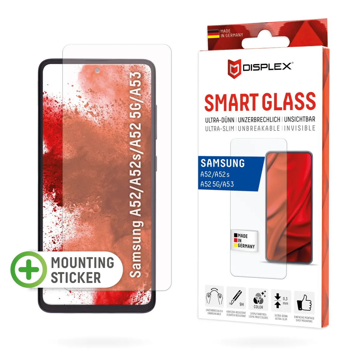 E.V.I. 01639 Displex Smart Glass Samsung A52 A52s A53 edzett üveg átlátszó ütésálló karcolásálló porálló száraz alkalmazás #1