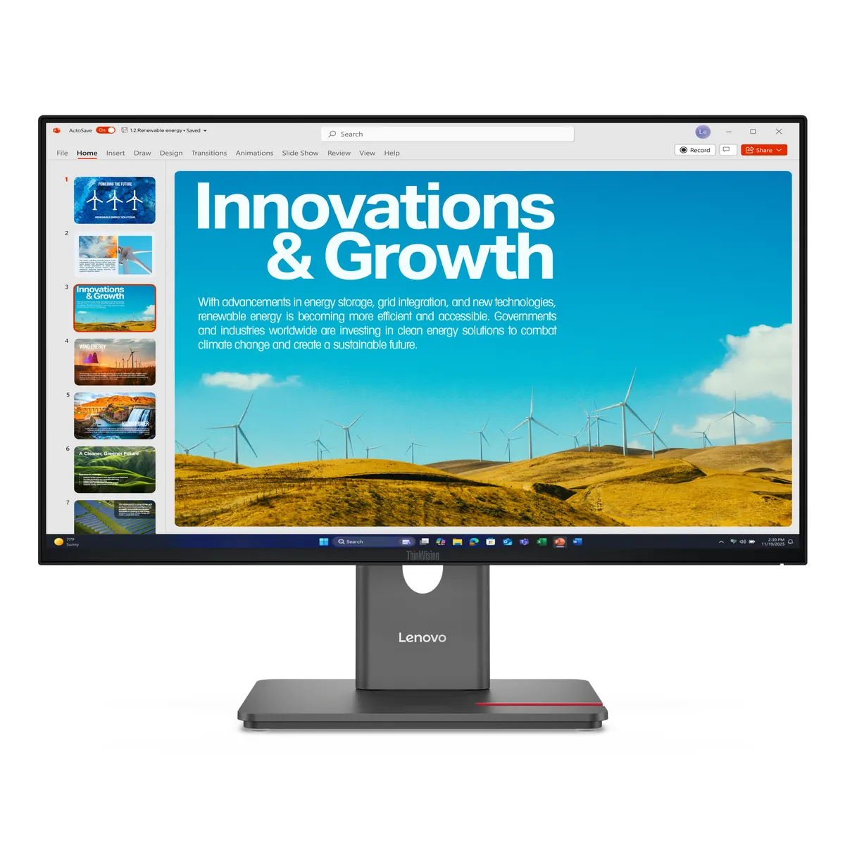Lenovo 64B1GAT1EU ThinkVision P24QD-40 IPS 23.8" 2560x1440 120Hz USB-C dokkoló VESA magasságállítás #1