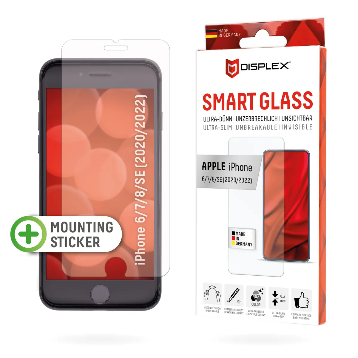 E.V.I. 01627 Displex smart glass 4.7" Apple iPhone 6 7 8 SE edzett üveg átlátszó száraz alkalmazás ütésálló karcolásálló porálló #1