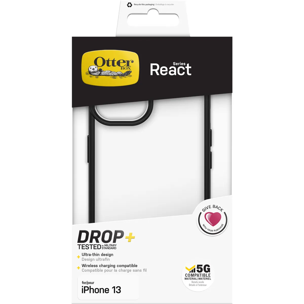 OtterBox 77-85584 React Series iPhone 13 borító áttetsző-fekete #1