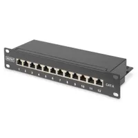 Assmann DN-91612S Patch panel Cat6 árnyékolt 12-port 1U rackre szerelhető
