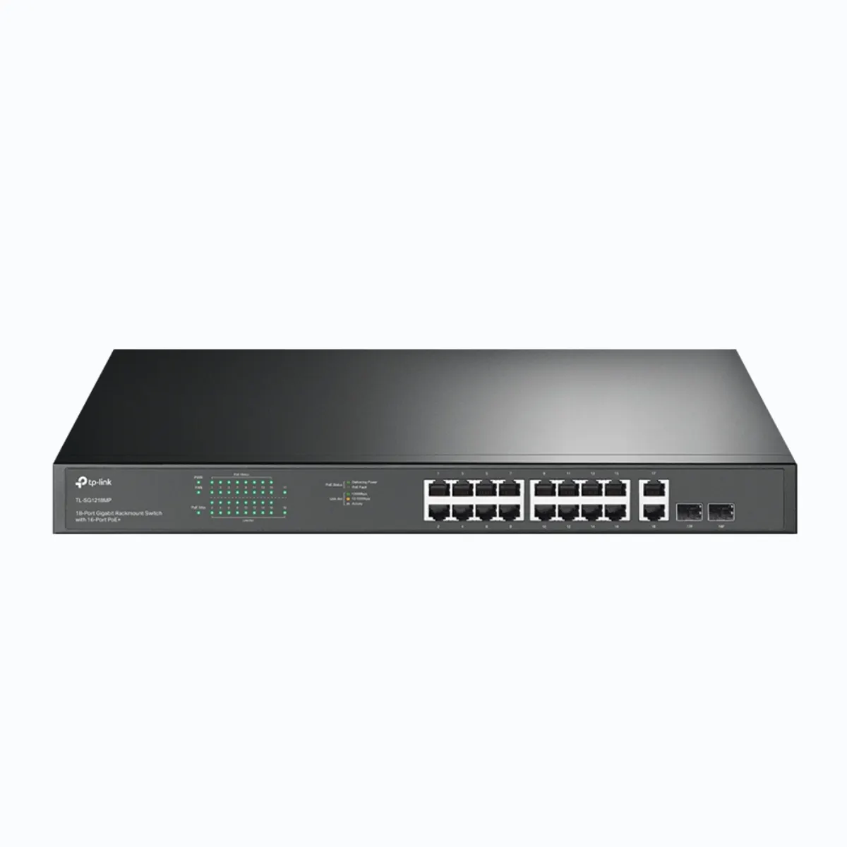 TP-Link TL-SG1218MP 18-portos gigabit PoE rackkapcsoló 16 PoE portok 2x SFP #1