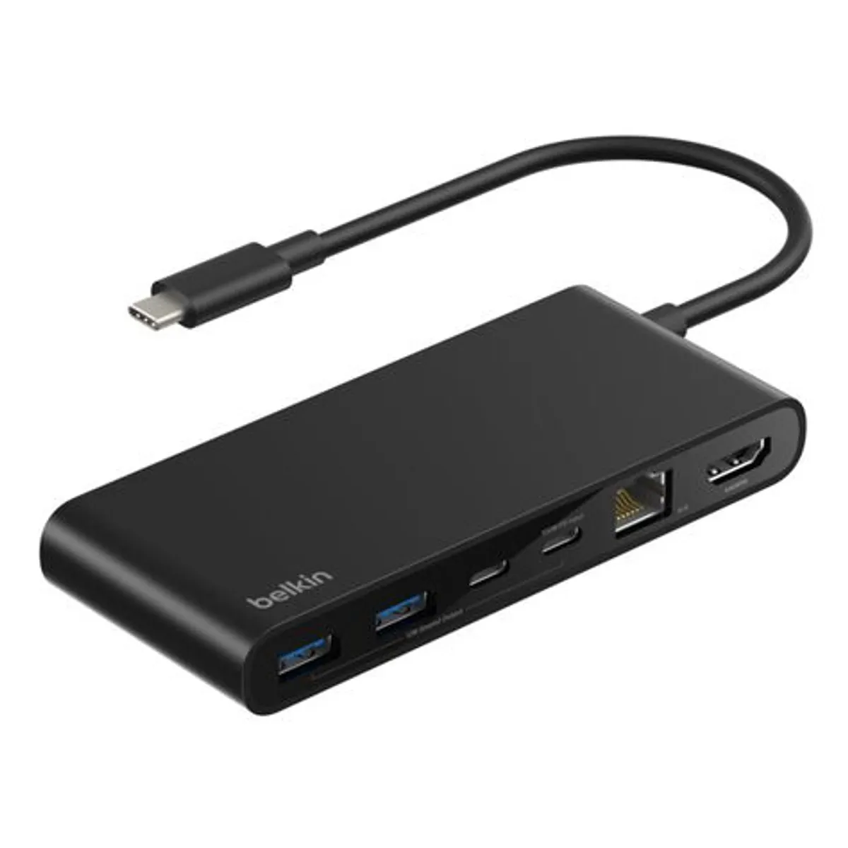 Belkin INC024HQBK Connect 8-in-1 USB-C hub fekete duál USB-C portok HDMI RJ-45 USB 3.2 Gen 1 Type-A USB-C MicroSD SD 2,5 GbE 4K 60 Hz #1