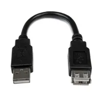 Startech.com USBEXTAA6IN USB hosszabbító kábel 0,152 m USB A USB A USB 2.0 m-f Fekete