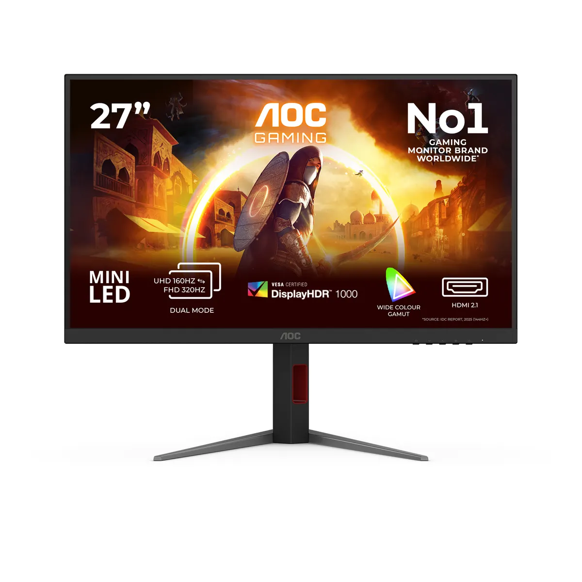 AOC U27G4XM ips játékmonitor 27" 3840x2160 1 ms 160 hz hdmi displayport usb 3.2 gen 1 ves a állítható fekete-piros #1