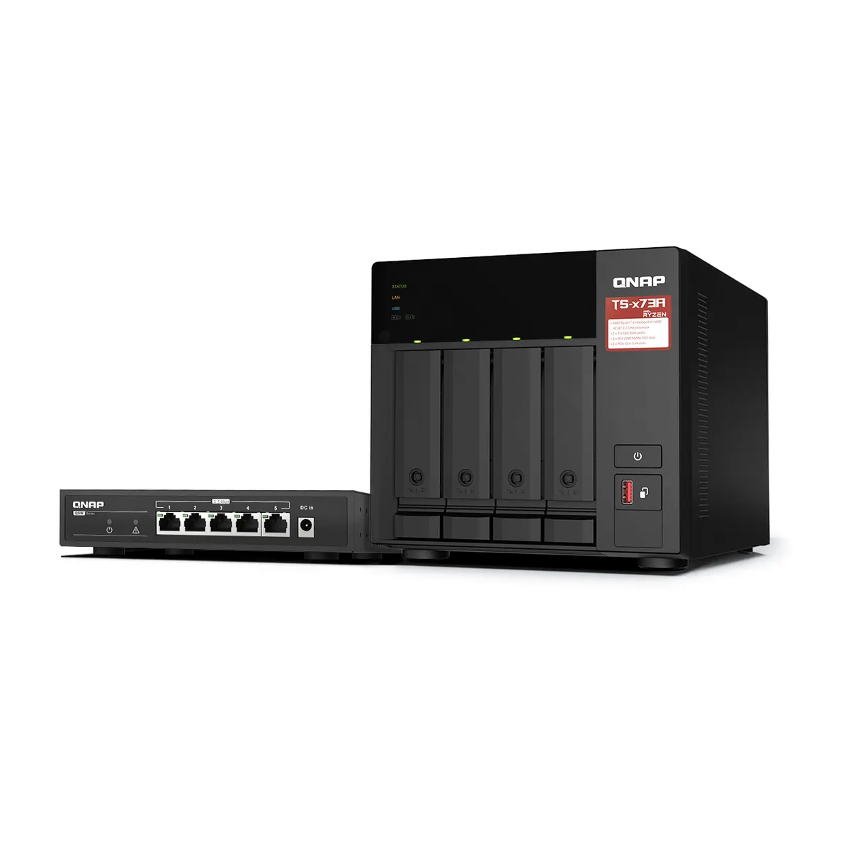 QNAP TS-473A-SW5T TS-473A 4-bay NAS AMD Ryzen Embedded V1500B 2,2 GHz 8 GB DDR4 2,5GbE QSW-1105-5T #1
