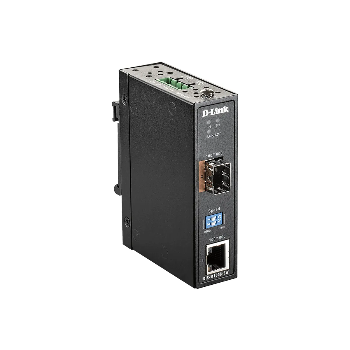 D-Link DIS-M100G-SW ipari média konverter 1x 100/1000BASE-T port, 1x SFP port, -40...70 °C, IP30, DIN sínre/falra szerelhető #1