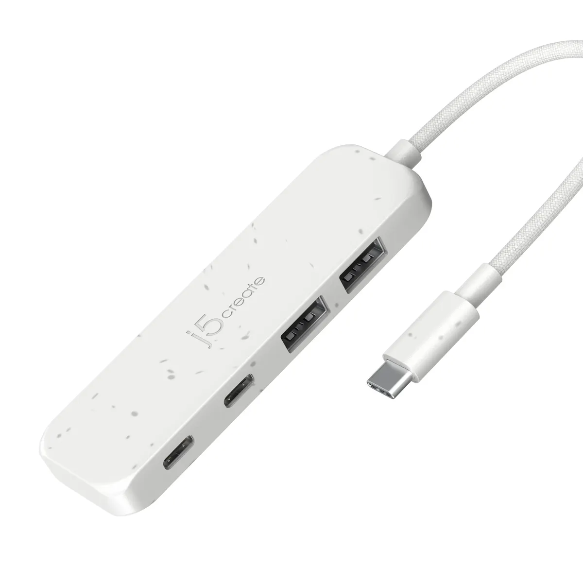 j5create JCH342EW-N 4-portos USB-C és USB-A Gen 2 hub fehér ABS ház újrahasznosított USB 3.2 Gen 1 Type-C host USB 3.2 Gen 2 Type-A és Type-C #1