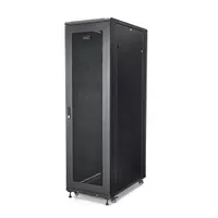 Startech.com RK4236BKB szerverrack 42U, szabadonálló, terhelhetőség 907 kg, kábelvezetés, biztonsági kulcs, önbeálló kerekek, fekete