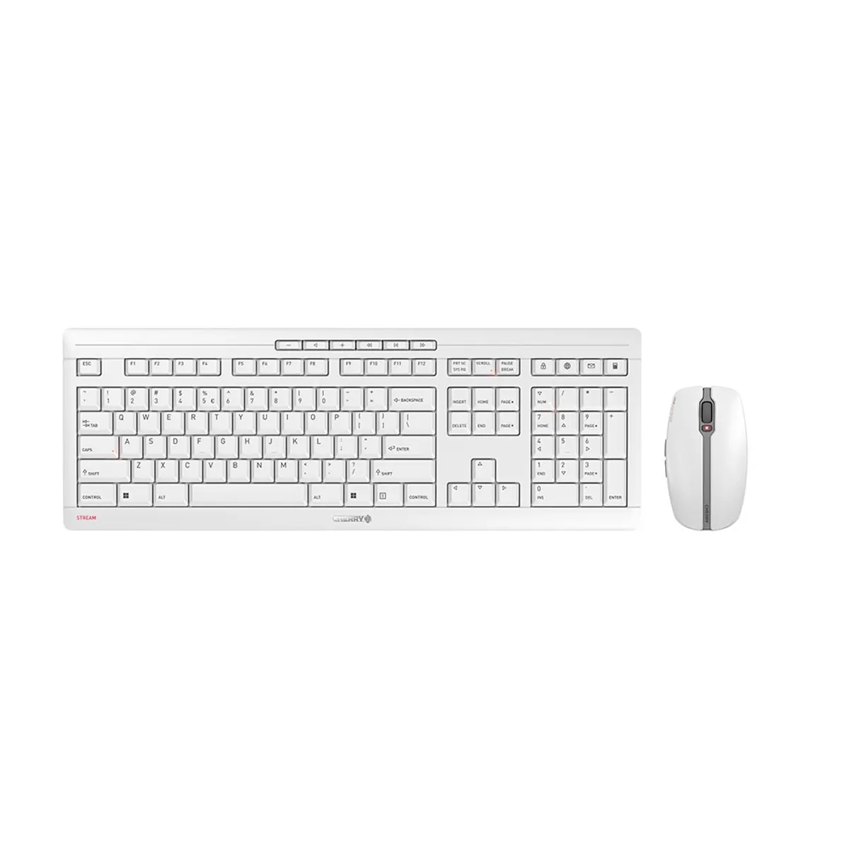 Cherry JD-8560EU-0 Stream Desktop Recharge vezeték nélküli 2,4 GHz US kiosztású, 114 billentyű, teljes méret, szürke billentyűzet és egér #1