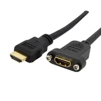 Startech.com HDMIPNLFM3 hdmi panelre szerelhető kábel 0,9 m hdmi a dugó hdmi a aljzat aranyozott érintkezők hdmi 1.4 3d arc fekete