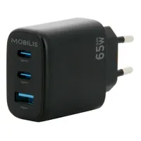 Mobilis 001364 falitöltő 65W 2 USB-C 1 USB-A GaN fekete