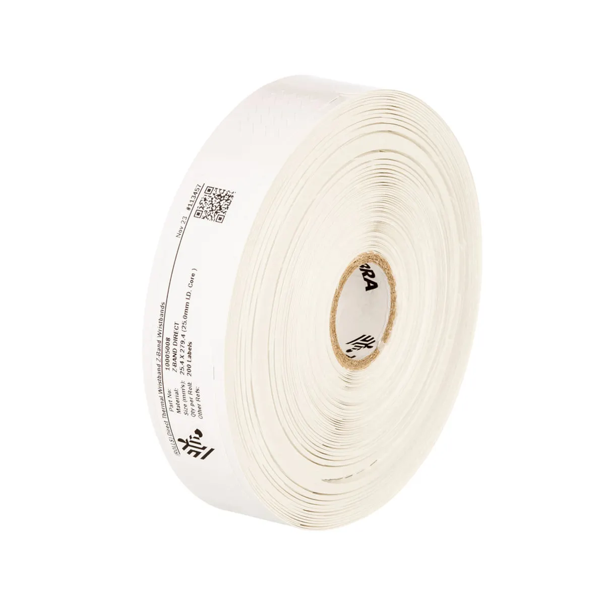 Zebra 10005008 Z-Band Direct fehér csuklószalag 1" x 11" #1