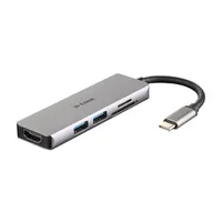 D-Link DUB-M530 5-in-1 USB-C hub HDMI és SD/microSD kártyaolvasó, 2 USB 3.0 portok, HDMI 4K@30Hz, DP Alt Mode, HDCP 2.2, bus-powered